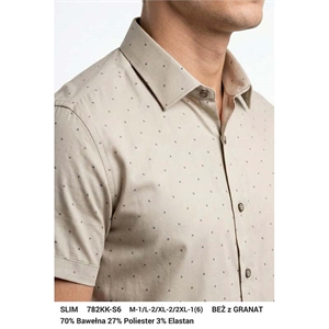 Koszula męska we wzór na krótki rękaw krój slim fit produkt Turecki  M-2XL