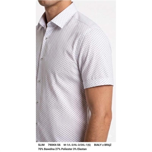 Koszula męska we wzór na krótki rękaw krój slim fit produkt Turecki  M-2XL