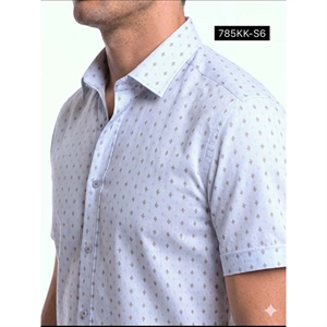 Koszula męska we wzór na krótki rękaw krój slim fit produkt Turecki  M-2XL