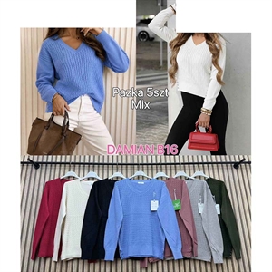 Sweter damski z dekoltem w serek