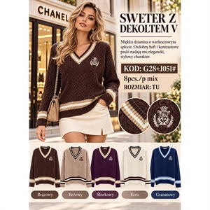 Sweter damski z dekoltem w serek