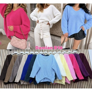 Sweter damski z dekoltem w serek