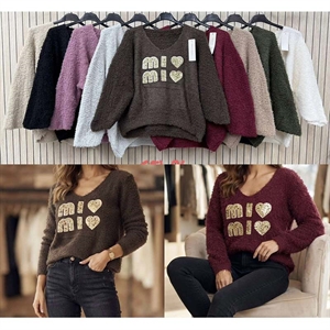 Sweter damski z dekoltem w serek