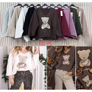 Sweter damski z dekoltem w serek