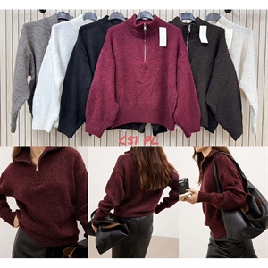 Sweter damski z dekoltem w serek