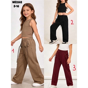 Spodnie dziewczęce z szerokimi nogawkami (8-16)