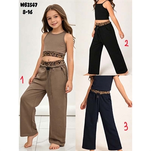 Spodnie dziewczęce z szerokimi nogawkami (8-16)