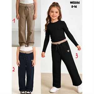 Spodnie dziewczęce z szerokimi nogawkami (8-16)