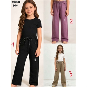 Spodnie dziewczęce z szerokimi nogawkami (6-14)