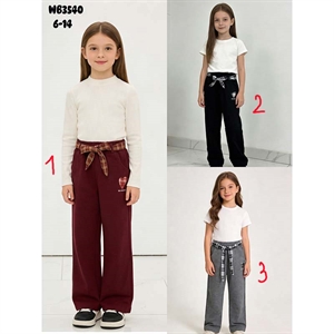 Spodnie dziewczęce z szerokimi nogawkami (6-14)
