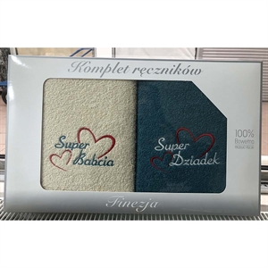 Komplet ręczniki na Dzień Babci i Dziadka 2x(70x140cm)