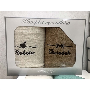 Komplet ręczniki na Dzień Babci i Dziadka 2x(50x100cm)