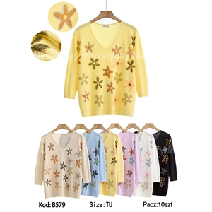 Sweter damski z dekoltem w serek