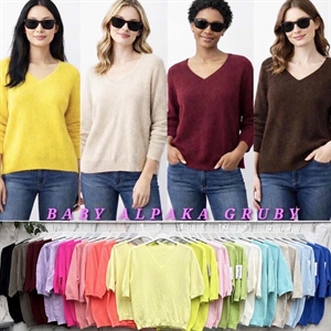 Sweter damski z dekoltem w serek