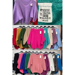 Sweter damski z dekoltem w serek