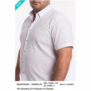 Koszula męska we wzór na krótki rękaw krój regular fit produkt Turecki  3XL-6XL