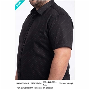 Koszula męska we wzór na krótki rękaw krój regular fit produkt Turecki  3XL-6XL