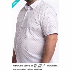 Koszula męska we wzór na krótki rękaw krój regular fit produkt Turecki  3XL-6XL