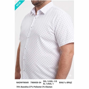 Koszula męska we wzór na krótki rękaw krój regular fit produkt Turecki  3XL-6XL