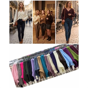 Sweter damski z dekoltem w serek
