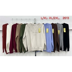 Sweter damski z dekoltem w serek  L/XL-XL/2XL