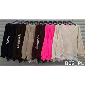 Sweter damski z dekoltem w serek