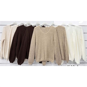 Sweter damski z dekoltem w serek - Produkt Włoski