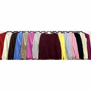 Sweter damski z dekoltem w serek