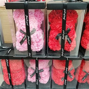 Prezent na walentynki - miś z różyczek 25cm