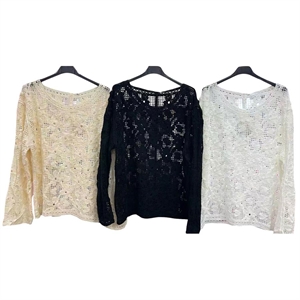 Ażurowy sweter damski okrągły