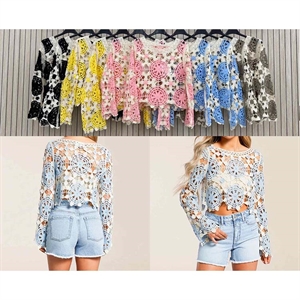 Ażurowy sweter damski okrągły