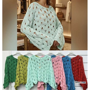 Ażurowy sweter damski okrągły