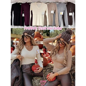 Sweter damski z dekoltem w serek