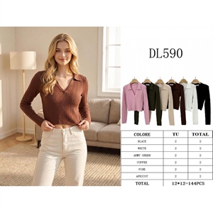 Sweter damski z dekoltem w serek