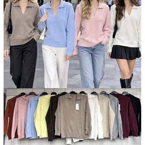 Sweter damski z dekoltem w serek