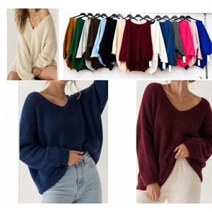 Sweter damski z dekoltem w serek