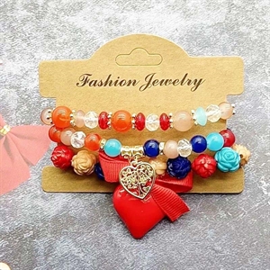 Zestaw 3 bransoletek damskich z zawieszką serce