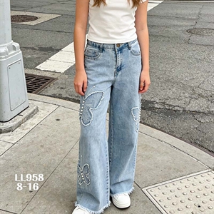 Jeansy szerokie nogawki  8-16 lat