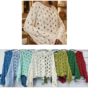 Ażurowy sweter damski okrągły