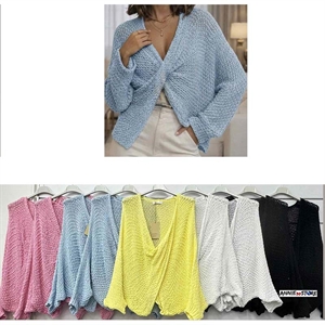 Ażurowy sweter damski okrągły