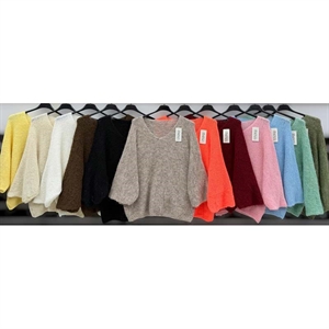 Sweter damski z dekoltem w serek