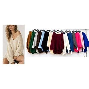 Sweter damski z dekoltem w serek