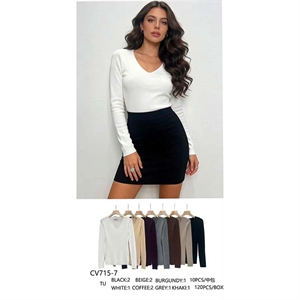 Sweter damski z dekoltem w serek