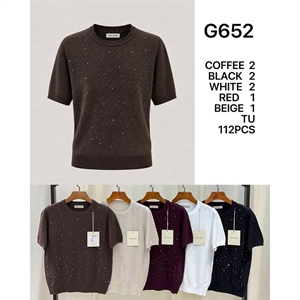 Sweter damski z krótkim rękawem z cekinami