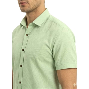 Koszula męska ala len na kołnierzyku krótki rękaw krój slim fit produkt Turecki  M-2XL