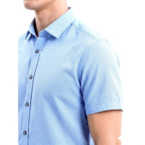Koszula męska ala len na kołnierzyku krótki rękaw krój slim fit produkt Turecki  M-2XL