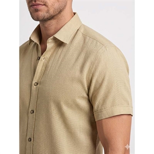 Koszula męska ala len na kołnierzyku krótki rękaw krój slim fit produkt Turecki  M-2XL