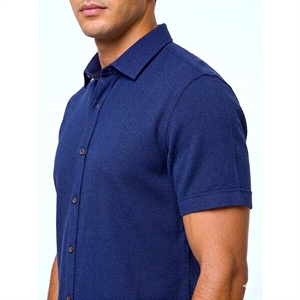 Koszula męska ala len na kołnierzyku krótki rękaw krój slim fit produkt Turecki  M-2XL