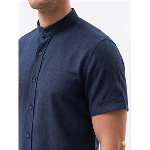 Koszula męska ala len na stójce krótki rękaw krój slim fit produkt Turecki  M-2XL
