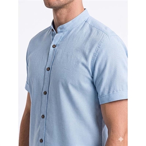 Koszula męska ala len na stójce krótki rękaw krój slim fit produkt Turecki  M-2XL